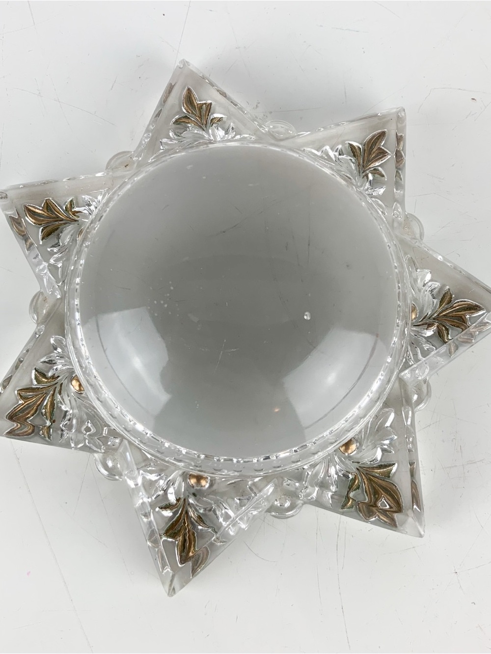Vintage Victorian Bubble 7 Point Morning Star Goofus Glass Magnifier Paperweight